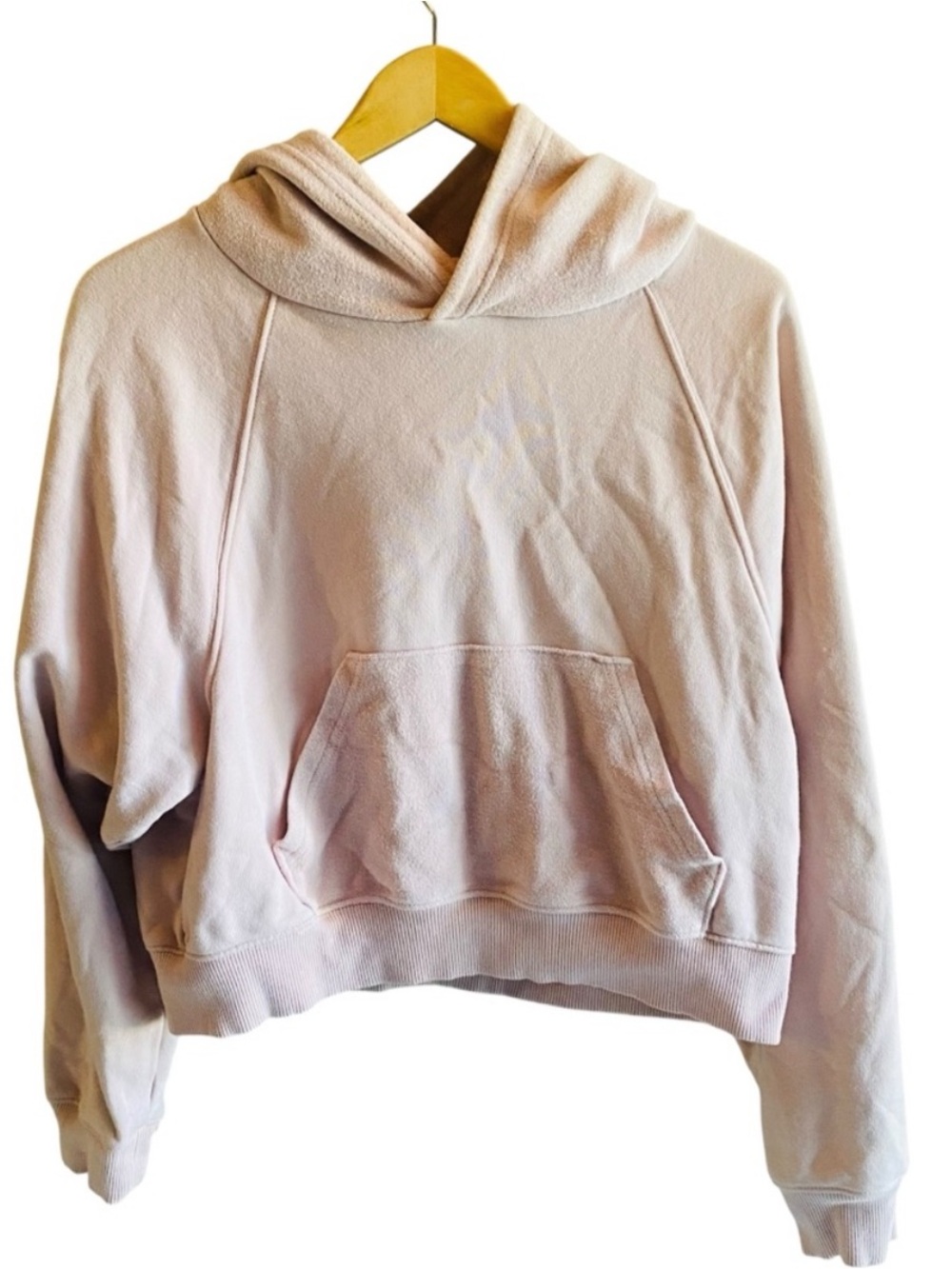 AERIE Light Pink Hooded Crop Pullover Sweatshirt